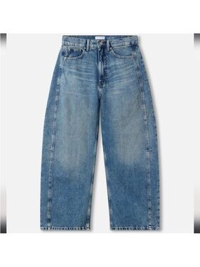 Good American Womens Good Extreme Barrel Wide Leg Blue Jeans 15 Plus New